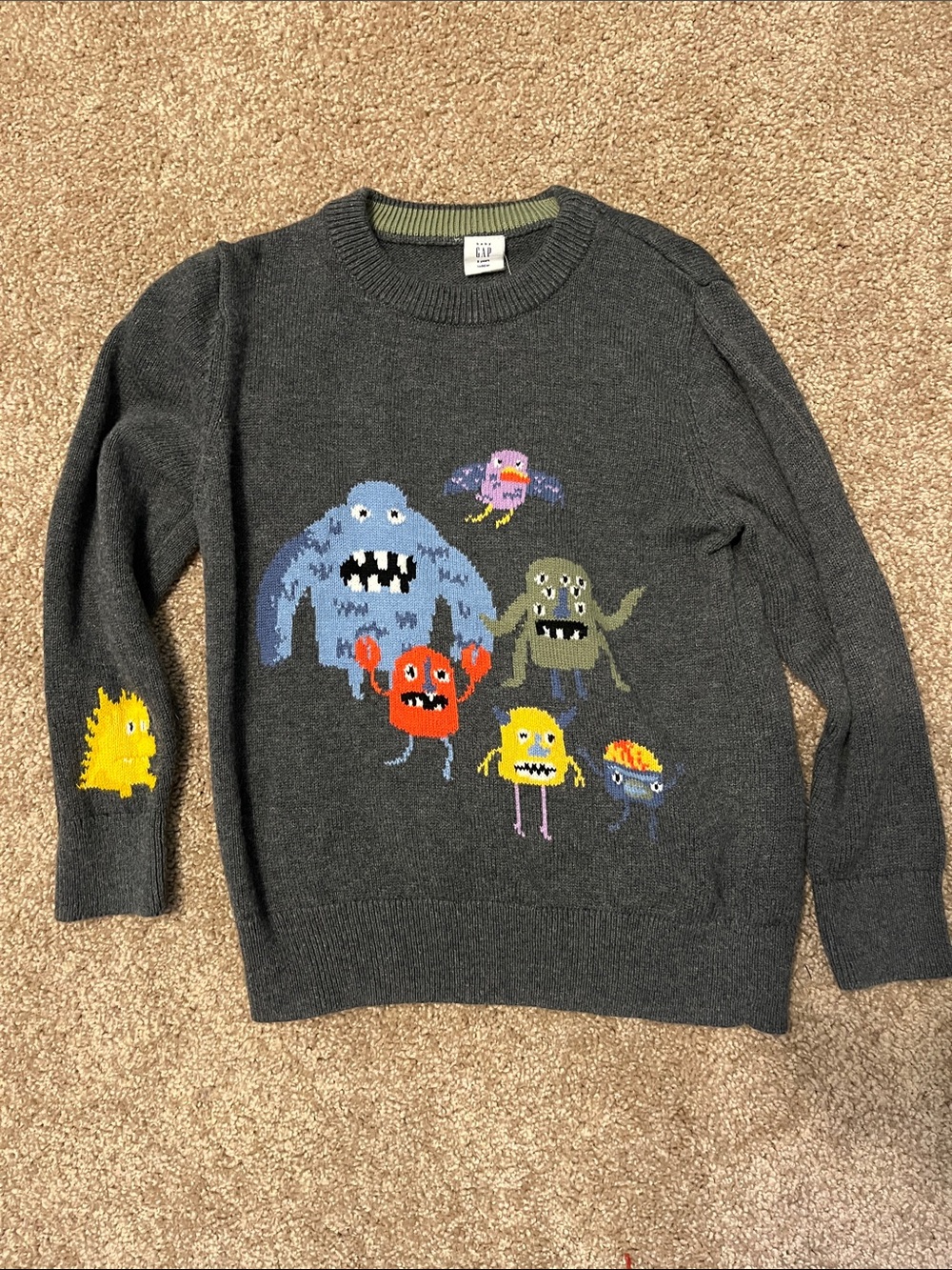 GAP Charcoal Sweater with Colorful Monster Knit